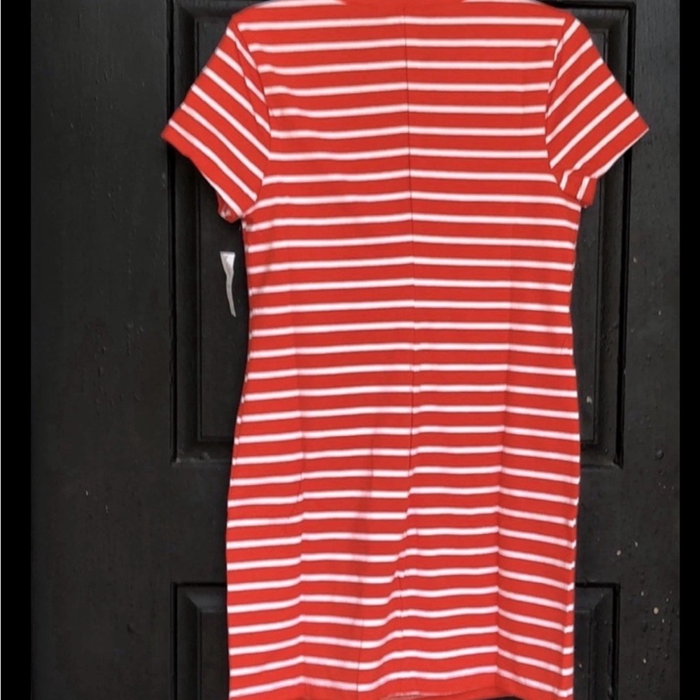 Old Navy Women’s Size LP Orange and White Striped Short Sleeve Shift Dress - Picture 8 of 8